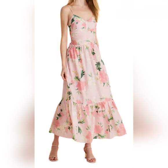 Stunning Vineyard Vines Kentucky Derby Dress In Foral Pink And Green - Picture 9 of 9